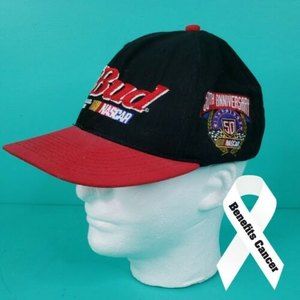 Bud Beer Hat NASCAR 50th Anniversary Snap Back Trucker Cap Budweiser Vintage